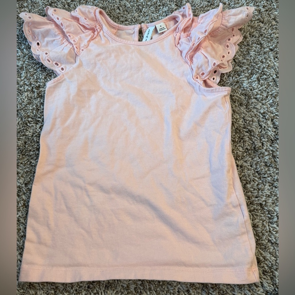 Janie and Jack Light Pink Eyelet Sleeve Top
